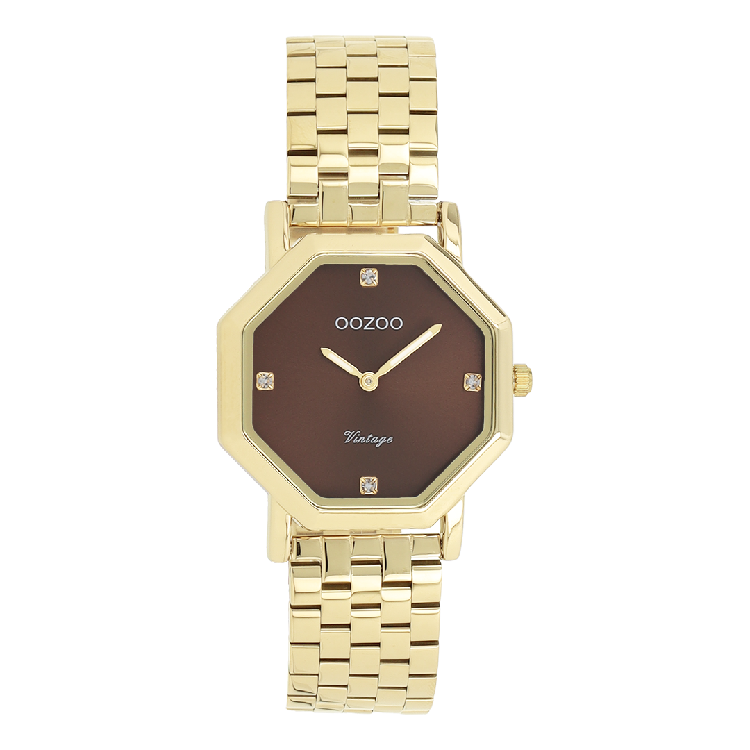 Gold coloured OOZOO watch with stainless steel bracelet